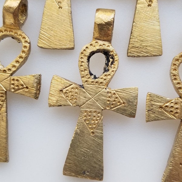 Small RUSTIC Ethiopian Ankh, brass Ankh, African ankh pendant, rustic pendant