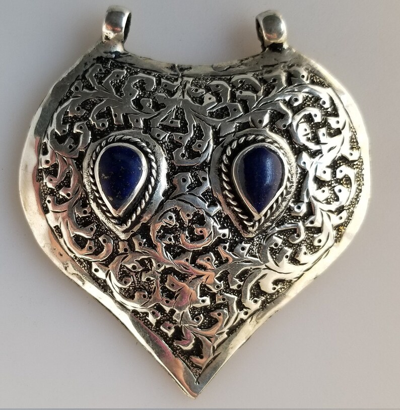 kuchi pendant lapis pendant Afghan Lapis pendant tribal pendant silver pendant handmade pendant belly dancing