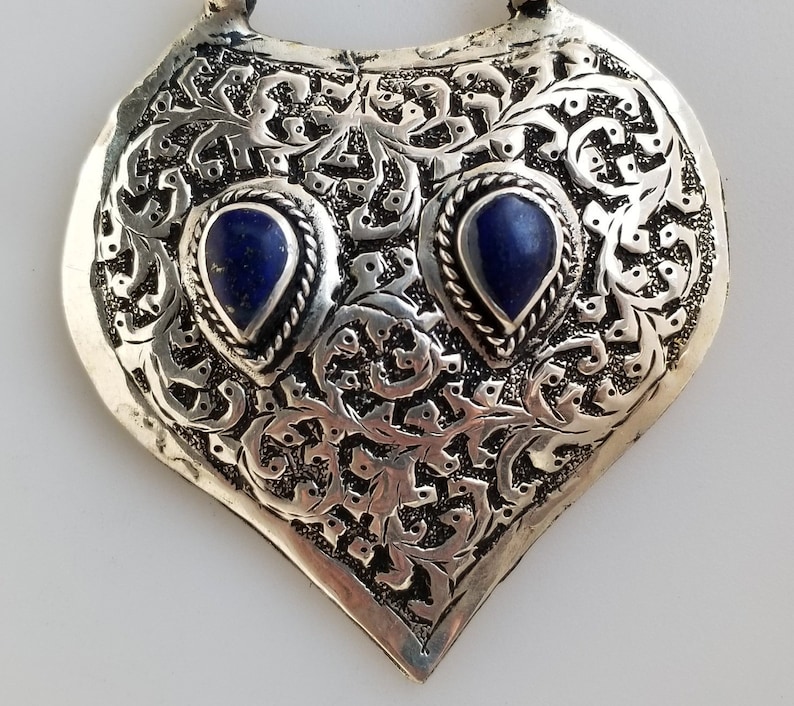 kuchi pendant lapis pendant Afghan Lapis pendant tribal pendant silver pendant handmade pendant belly dancing