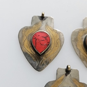 Small Turkmen Pendant with Red Stone, Asyk charm