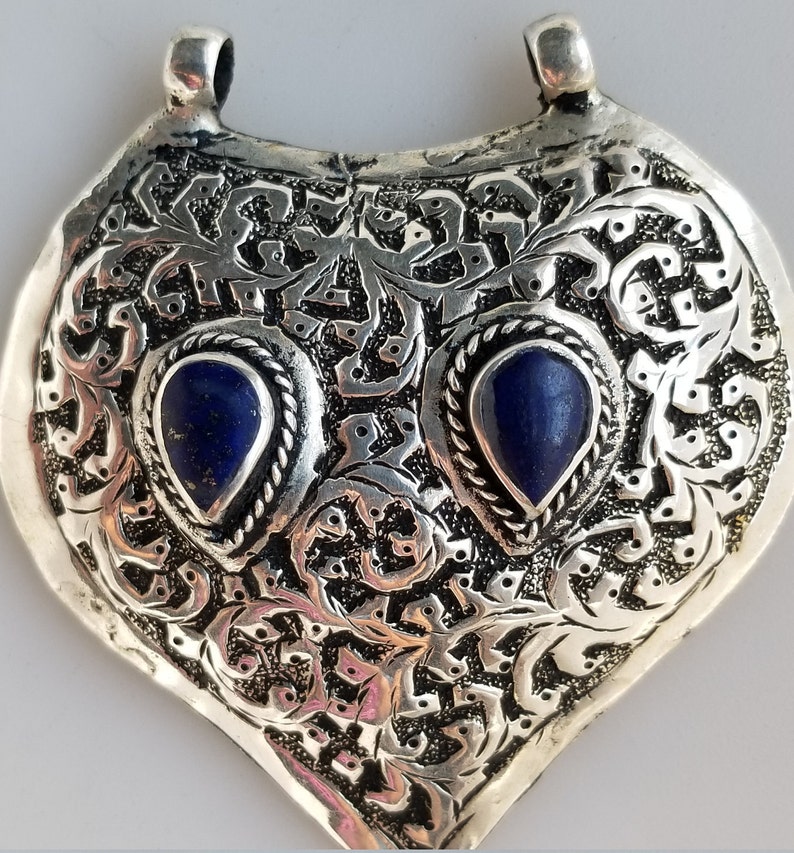 kuchi pendant lapis pendant Afghan Lapis pendant tribal pendant silver pendant handmade pendant belly dancing