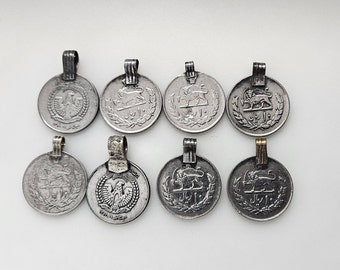 8 Afghan coins, coin charms
