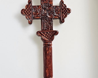 Wooden Ethiopian cross, Blessing cross, handheld cross, Crucifix cross, Christian decor