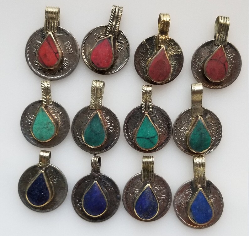 Small Afghan gemstone coins Kuchi coins tribal coins