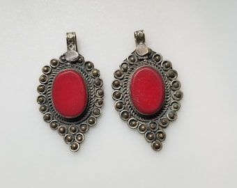 TWO Afghan coin pendants, Vintage pendants