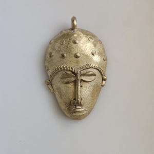 Brass face pendant, African mask, pendant for jewelry making