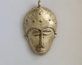 Pendentif Collier Masque Africain En Argent Massif 925‰ - Ajouré - Occasion (TBE)
