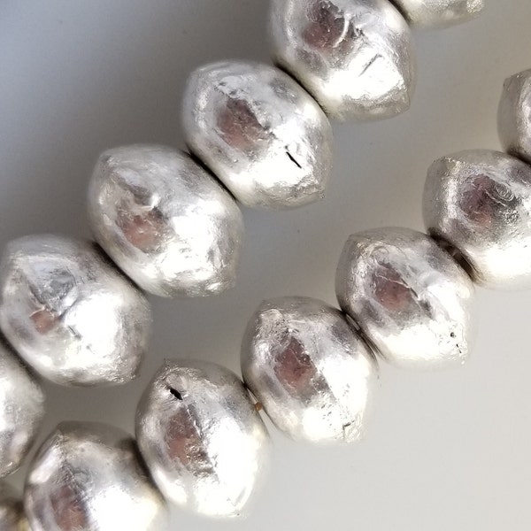 10 Ethiopian metal beads, African beads, Handmade beads, silver beads