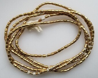 Ethiopian brass metal beads, golden beads, brass spacers, Ethiopian beads, tiny tube beads