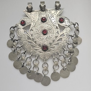 Jumbo Afghan Kashmiri pendant, vintage Afghan pendant