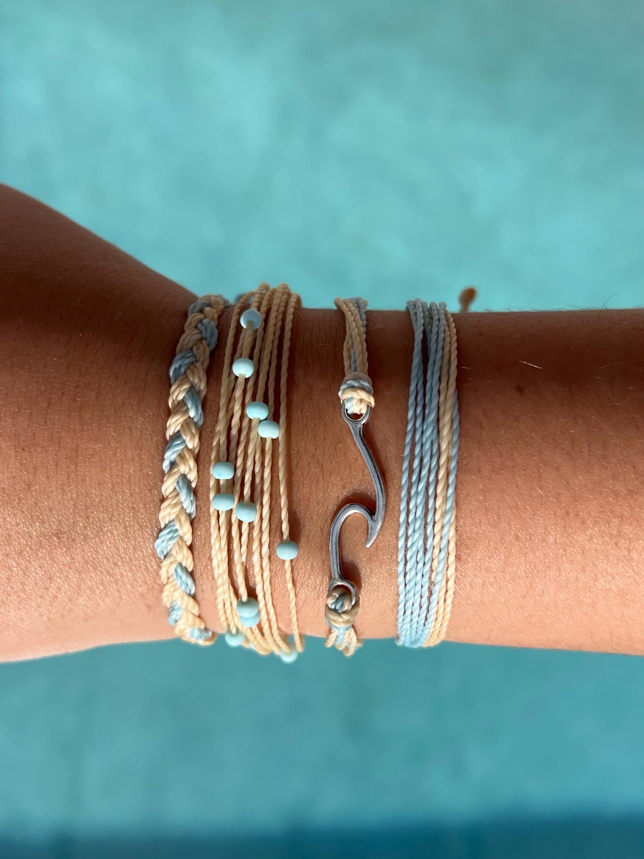 Waves Bracelet Stack Set | Boho Surfer Look | Beach Accessories | Wax Cord Waterproof Adjustable Jewelry | Gift for Her | Coastal Style FL
