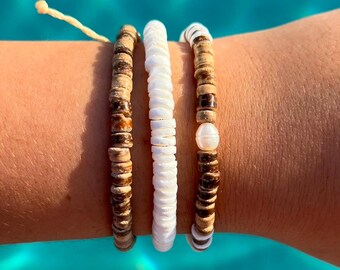 Canggu Bracelet Stack Set | Boho Surfer Look | Beach Accessories | Wax Cord Waterproof Adjustable Jewelry | Gift for Her Him | Coastal Style