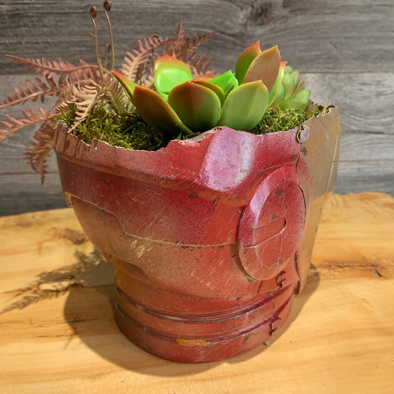 Rusted Ironman Helmet Planter Succulents Air Plants Terrarium Etsy
