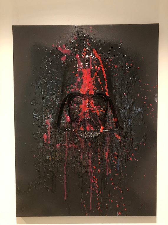 Graffiti Black Series Darth Vader Painting Resin Drip Wall Etsy