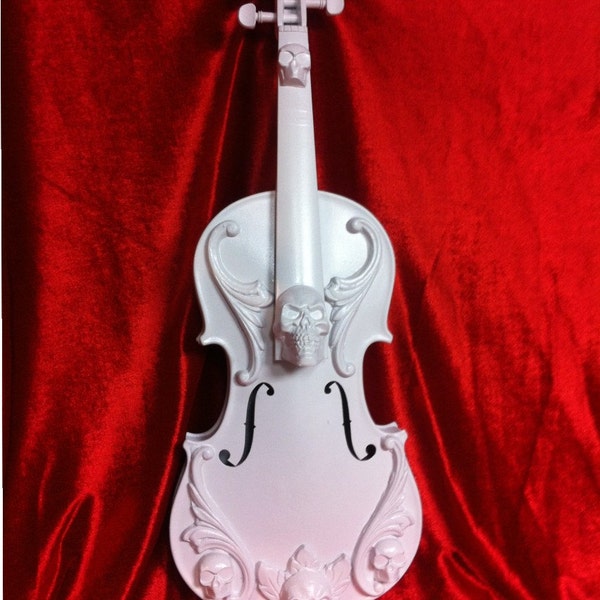 Custom gloss red and black Ornate skull violin for Leslie