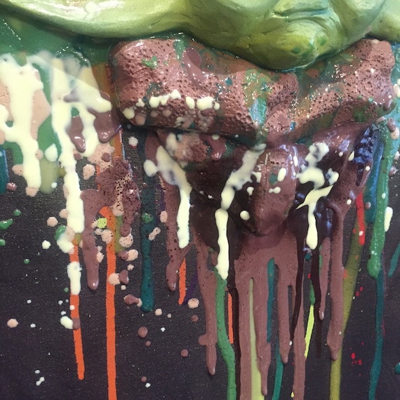 3D Graffiti Baby Yoda Painting Resin Drip Wall Art Star Wars