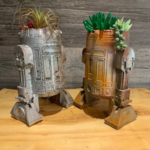 Rusted R2-D2 Planter succulents air plants  terrarium decor