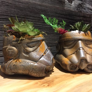 Rusted Stormtroooper Helmet Planter succulents air plants  terrarium decor