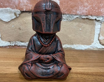 Red  Mandalorian Buddha  Statue Star Wars Buddha Mando