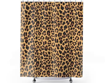 Leopard Print Shower Curtain Bathroom Decor with Cheetah Animal Print Pattern - Bath Home Decor Gifts Shower Curtains, Dorm Apartment