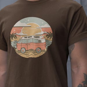 Vintage Van Dreams Nomad Campervan Vanlife Sunset T-shirt Unisex Mens Womens Heavy Cotton Graphic Tee Camping Apparel zdjęcie 9