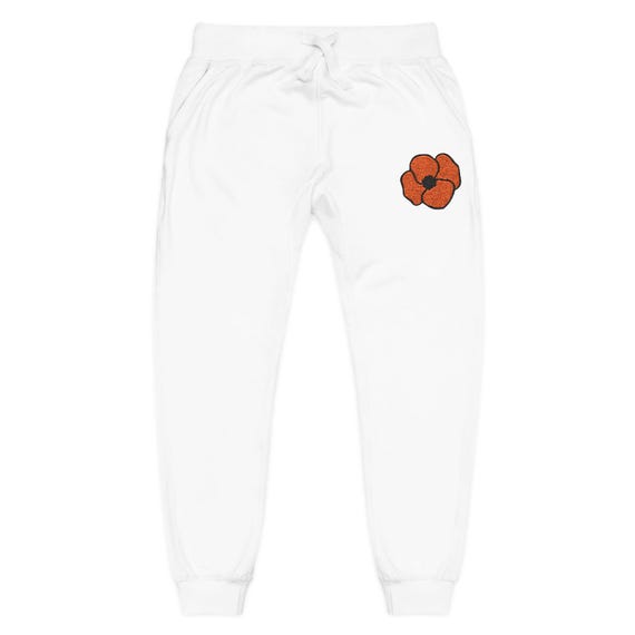 Pantalones deportivos de polar con bordado de amapolas, pantalones
