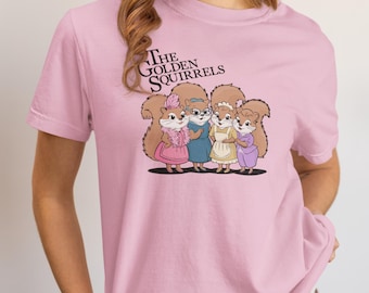The Golden Squirrels Cotton T-shirt, Unisex Golden Girls Funny Nostalgic 80s TV Parody Squirrel Print Clothing Gift Ideas for Squirrel Lover