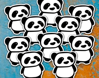 2" Panda Stickers - Small Pandas Vinyl Decal Sticker Bundle Black & White Panda Bear Animal Design Waterproof Decals
