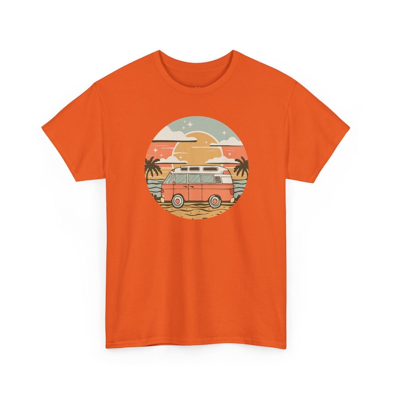 Vintage Van Dreams Nomad Campervan Vanlife Sunset T-shirt Unisex Mens Womens Heavy Cotton Graphic Tee Camping Apparel zdjęcie 4