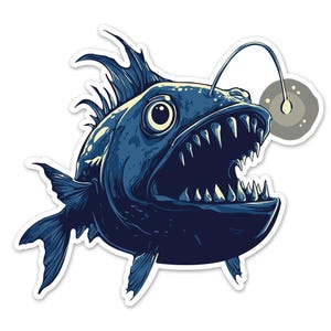 Deep Sea Anglerfish Vinyl Sticker - Angler Fish Lure Decal Stickers ...