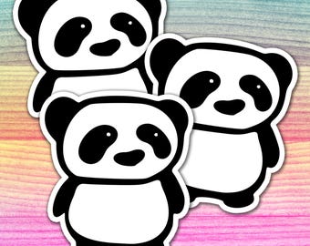 3" Panda Sticker 3 or 5 Pack - Pandas Vinyl Decal Stickers Black & White Panda Bear Animal Design Waterproof Decals