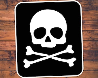 3" Skull & Crossbones Sticker - Black Halloween Skulls Vinyl Decal Spooky Goth Skeleton Stickers, Waterproof Gothic Decals
