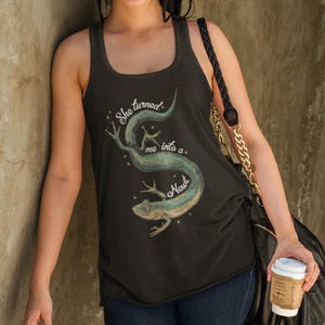 She Turned Me Into A Newt Women's Racerback Tank Top, Newts Design Sleeveless Shirt for Ladies, Funny Movie Quote Design, Gifts for Her