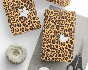 Leopard Print Wrapping Paper, Cheetah Pattern Glossy Gift Wrap, Jungle Theme Decor, Birthday Gifting Supplies, Animal Print Papers