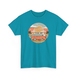 Vintage Van Dreams Nomad Campervan Vanlife Sunset T-shirt Unisex Mens Womens Heavy Cotton Graphic Tee Camping Apparel zdjęcie 2