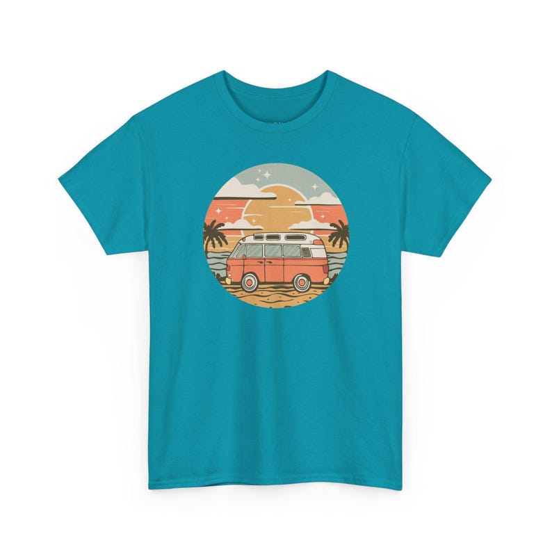 Vintage Van Dreams Nomad Campervan Vanlife Sunset T-shirt Unisex Mens Womens Heavy Cotton Graphic Tee Camping Apparel zdjęcie 2