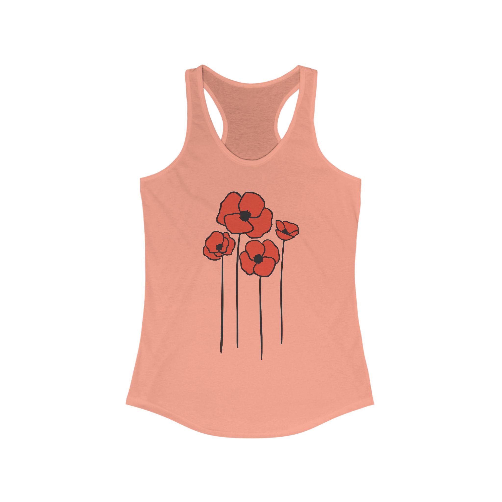 Poppies Women's Tank Top, Floral Sleeveless Shirt, Spring Flower