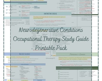 NBCOT Neurodegenerative Conditions Study Guide Printable Bundle
