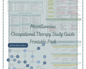 NBCOT Miscellaneous Topics Study Guide Printable Bundle - Burns, Upper Extremity, MET Levels, Discharge Planning