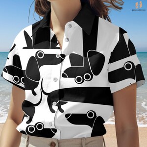 Dachshund Dog Button Shirt, Dachshund Funny Shirt For Him, Dog Lover Summer Shirt For Women, Pet Shirt, Animal Aloha Button Up Shirt