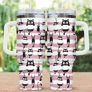 Schwarze Katze Lustiger 40 Unzen Becher, lustiger Becher der schwarzen Katze für Frauen, Haustier-Liebhaber-Trinkgefäße Becher, Katzenliebhaber-Edelstahl-Becher