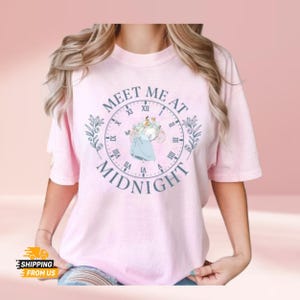 Komfortfarben Triff mich um Mitternacht Shirt, Disney Cinderella Unisex Shirt, Disney Prinzessinnen T-Shirt Frauen, Magic Kingdom T-Shirt, Disneyland Reise