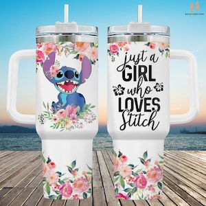 Disney Stitch 40oz Tumbler, Just A Girl Who Loves Stitch Stainless Tumbler, Lilo And Stitch Drinkware Tumbler, Disney Steel Tumbler