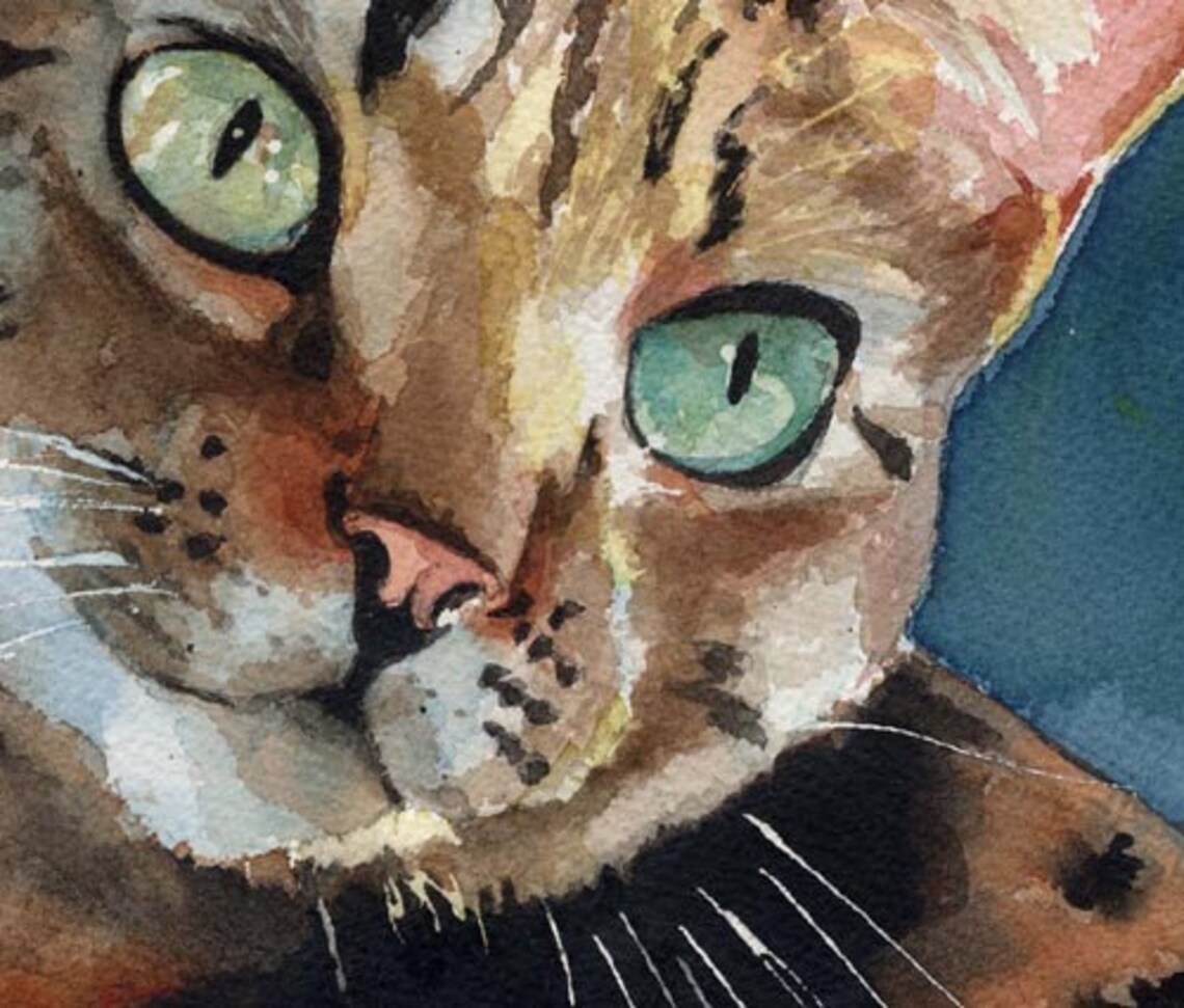 Brown Tabby Cat Art Print of My Watercolor Painting Artwork Artist ...