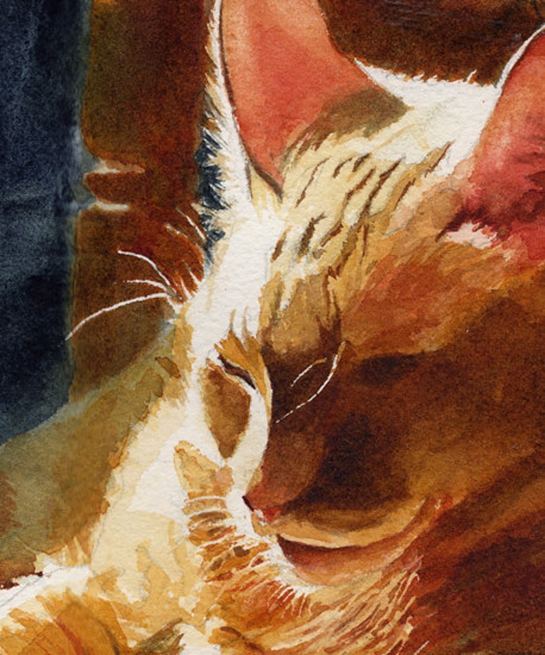 Orange Marmalade Ginger Tabby Cat Art Print of My Watercolor Etsy