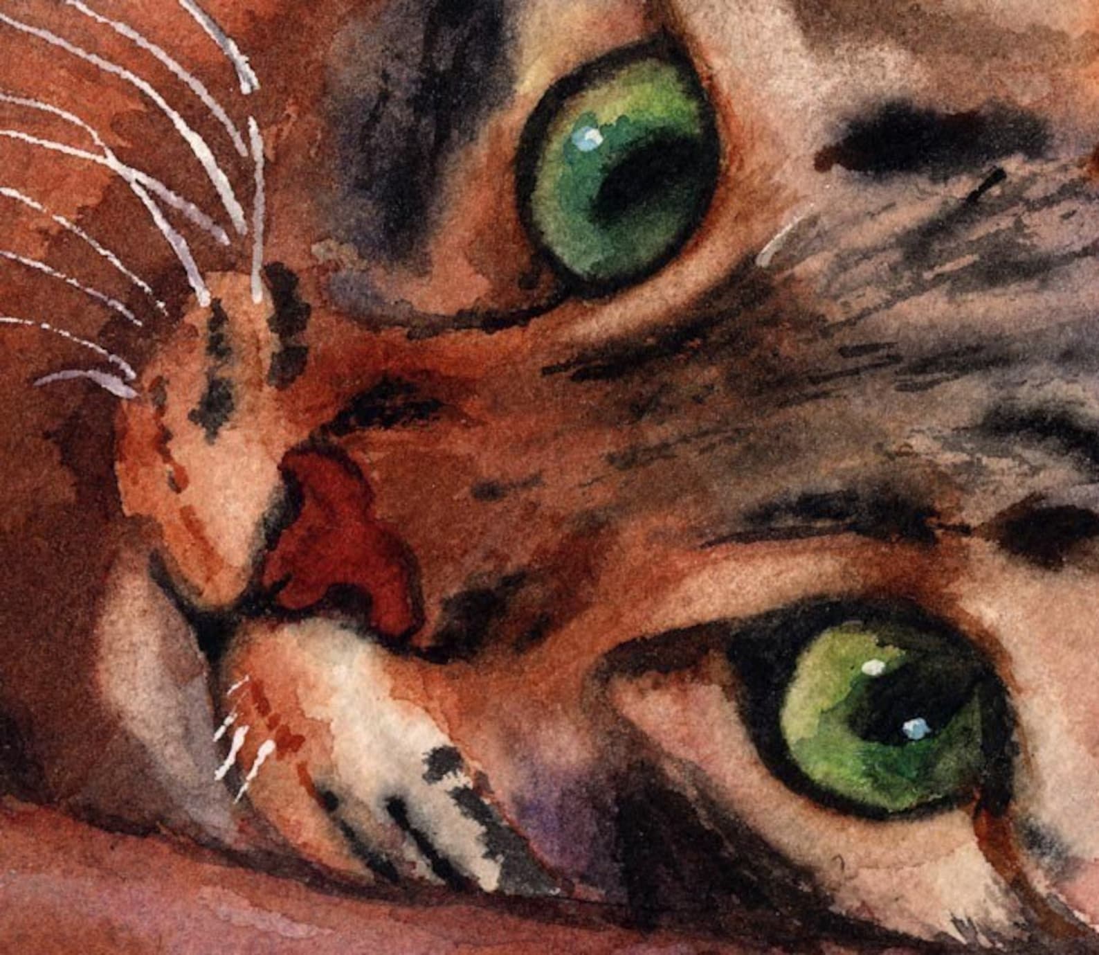 Tabby Cat Art Print of My Watercolor Painting .floored II. - Etsy
