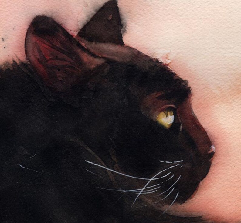 Black Cat Art Print of My Original Watercolor Painting Unique Cat Lover ...
