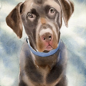 Chocolate Labrador Retriever dog art Print  watercolor painting lab custom hand painted huge large big Giclee brown