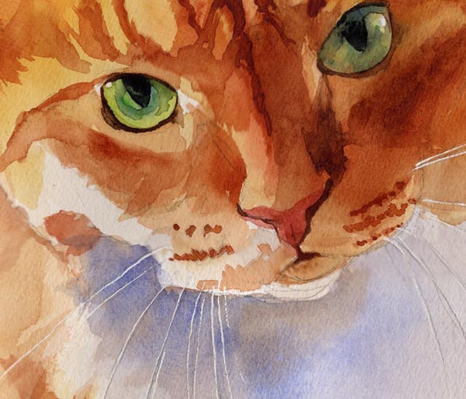 Orange Marmalade Bicolor Tabby Cat Art Print of My Watercolor Etsy