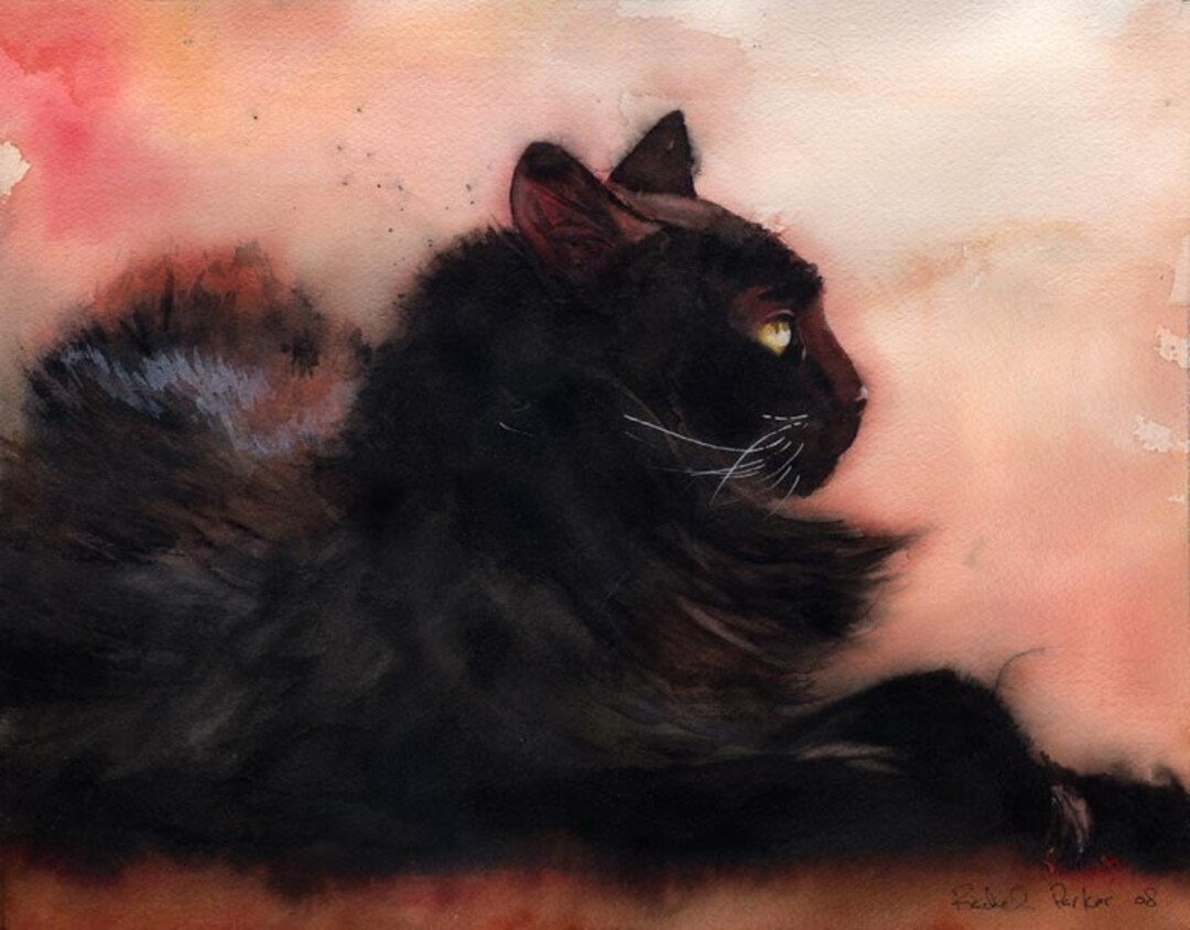 Black Cat Art Print of My Original Watercolor Painting Unique Cat Lover ...